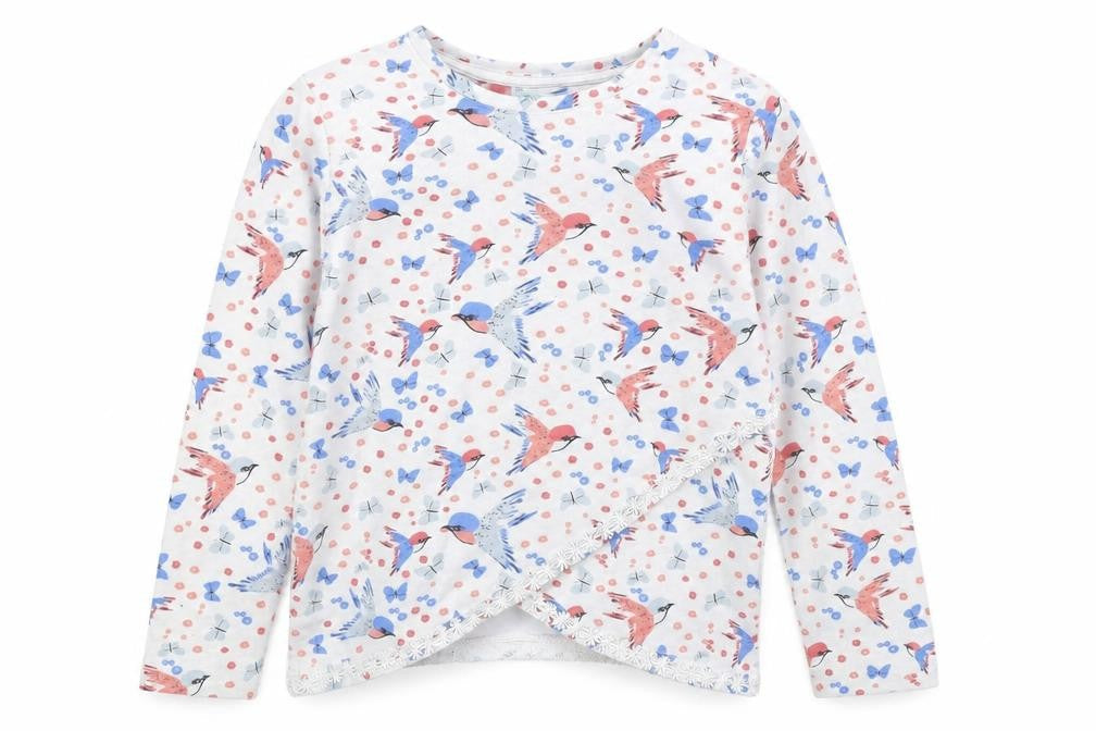 M&Co Girls White Floral  Basic T-Shirt Size 7-8 Years  - butterflies