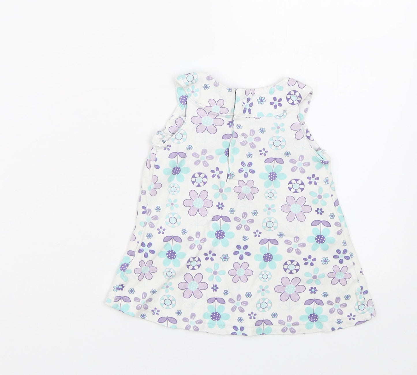 George Girls White Floral  T-Shirt Dress  Size 0-3 Months