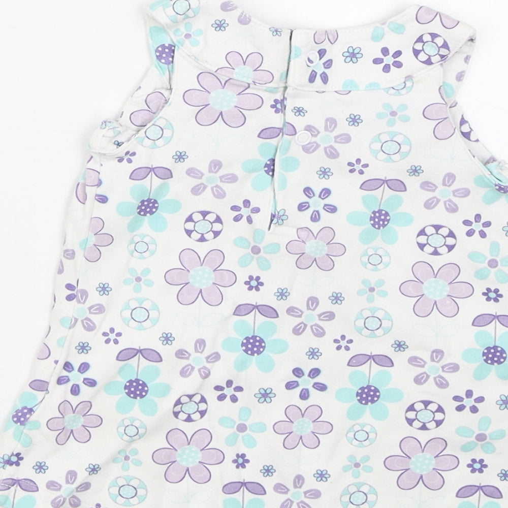 George Girls White Floral  T-Shirt Dress  Size 0-3 Months