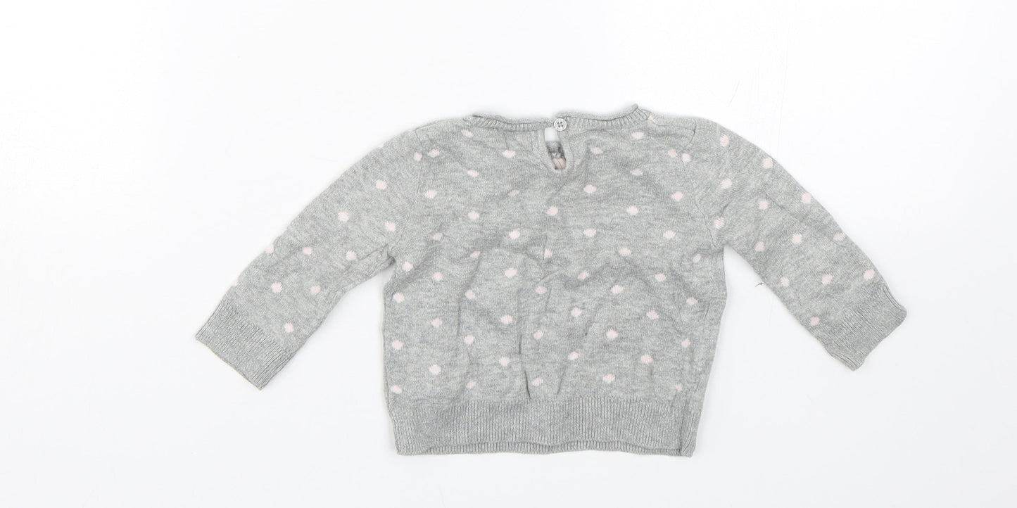 BabyGap Girls Grey Spotted  Pullover Jumper Size 0-3 Months  - Bike
