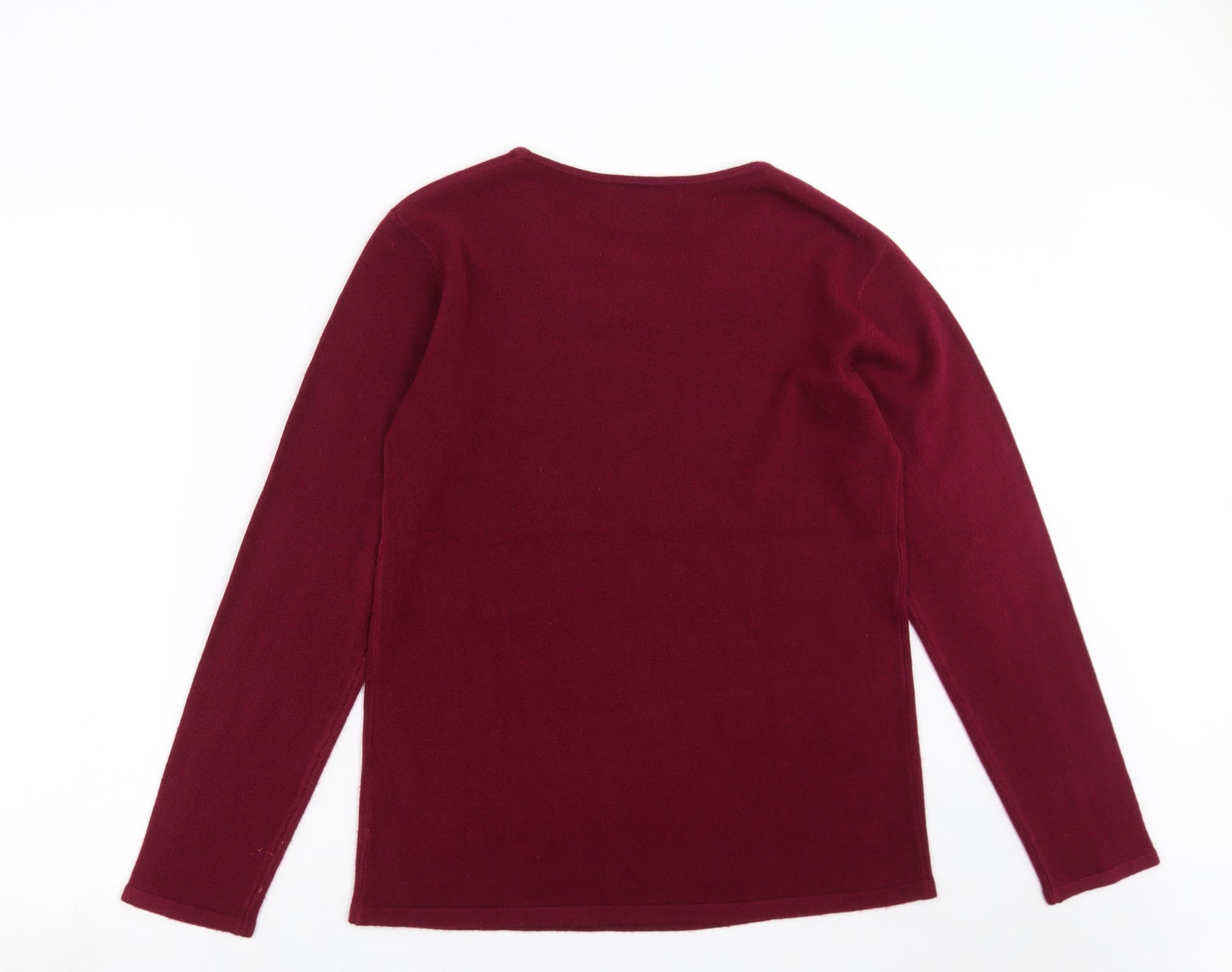 Cashmasoft Womens Purple  Knit Pullover Jumper Size M  - beaded neck line