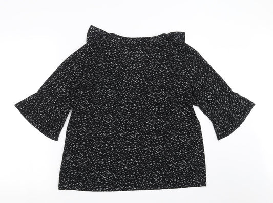 stay sunny chicago Womens Black Geometric  Basic Blouse Size 12