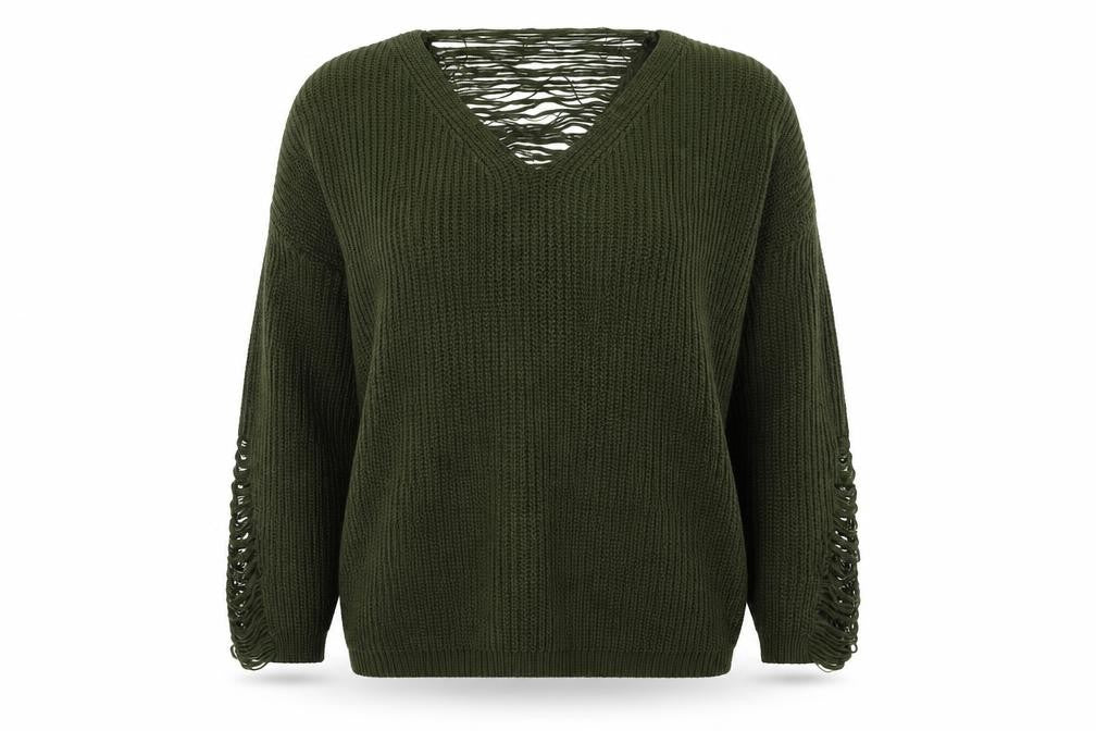 Front view of Izabel women’s green knit jumper, size UK 10, - oversized