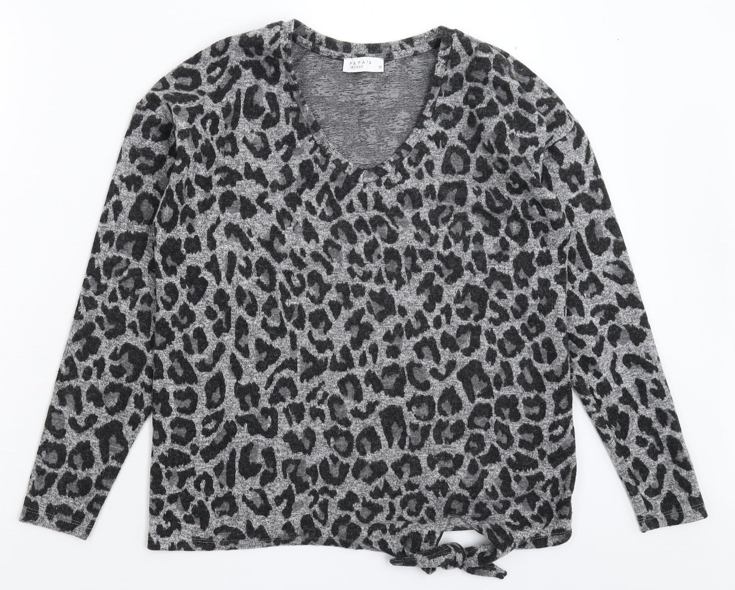 Papaya Womens Grey Animal Print  Pullover Jumper Size 10
