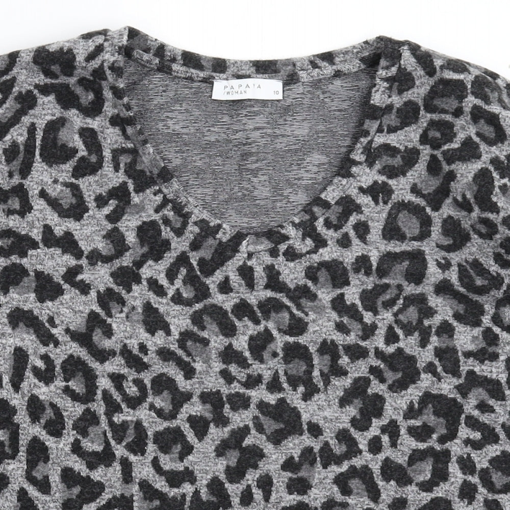 Papaya Womens Grey Animal Print  Pullover Jumper Size 10