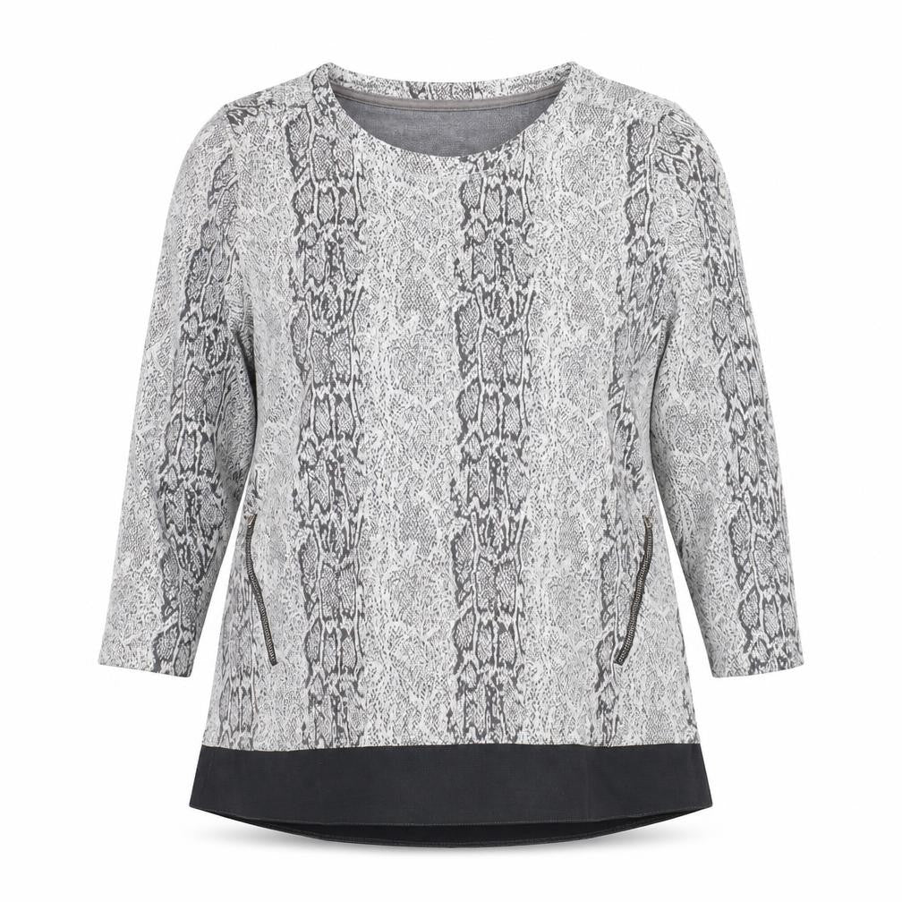Active Womens Grey Animal Print  Pullover Jumper Size 2XL