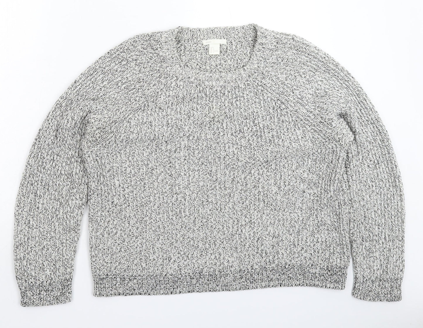 H&M Womens Grey  Knit Pullover Jumper Size L
