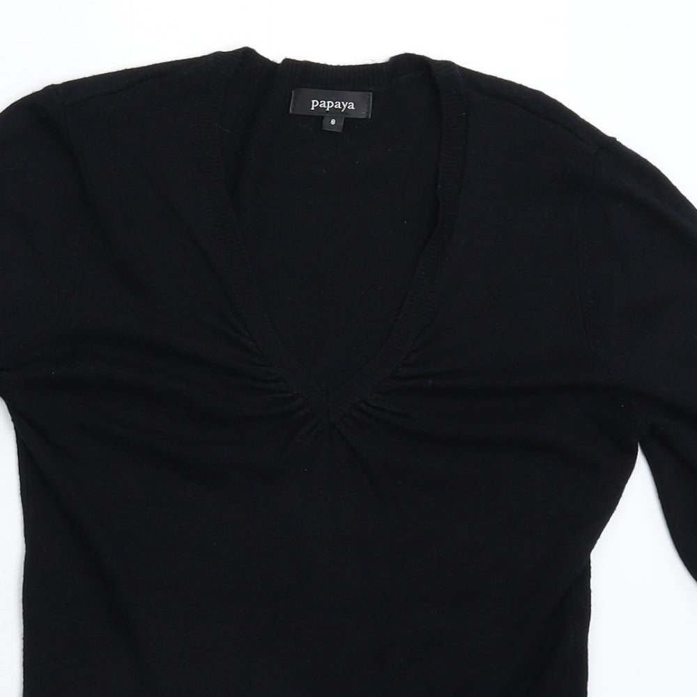 Papaya Womens Black  Knit Pullover Jumper Size 8