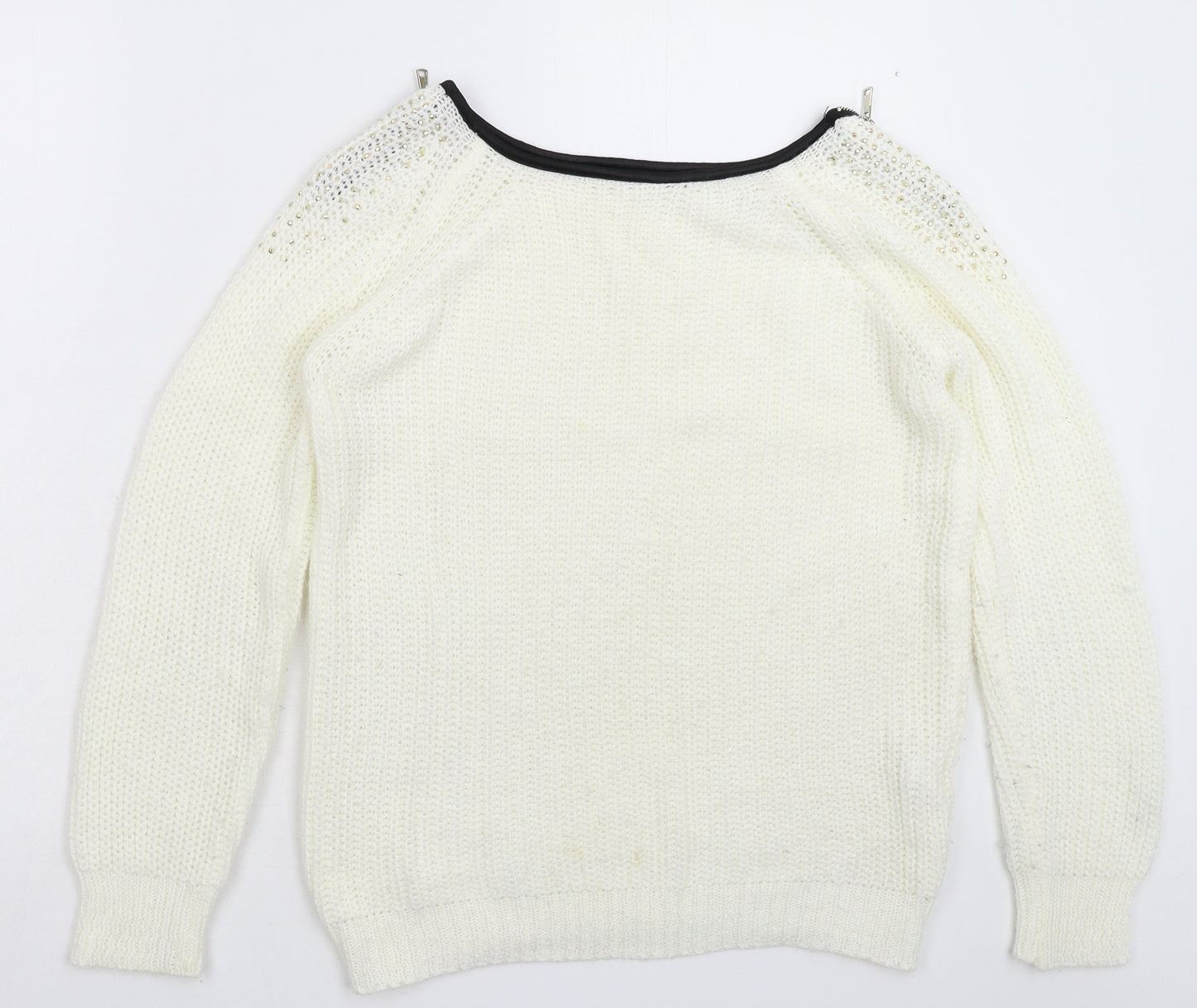 Preworn Womens White  Knit Pullover Jumper Size 12