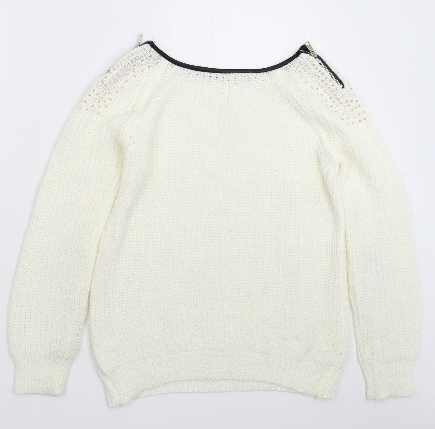 Preworn Womens White  Knit Pullover Jumper Size 12