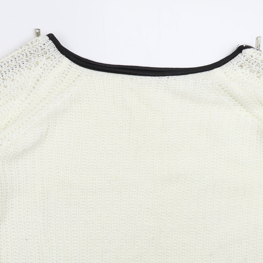 Preworn Womens White  Knit Pullover Jumper Size 12