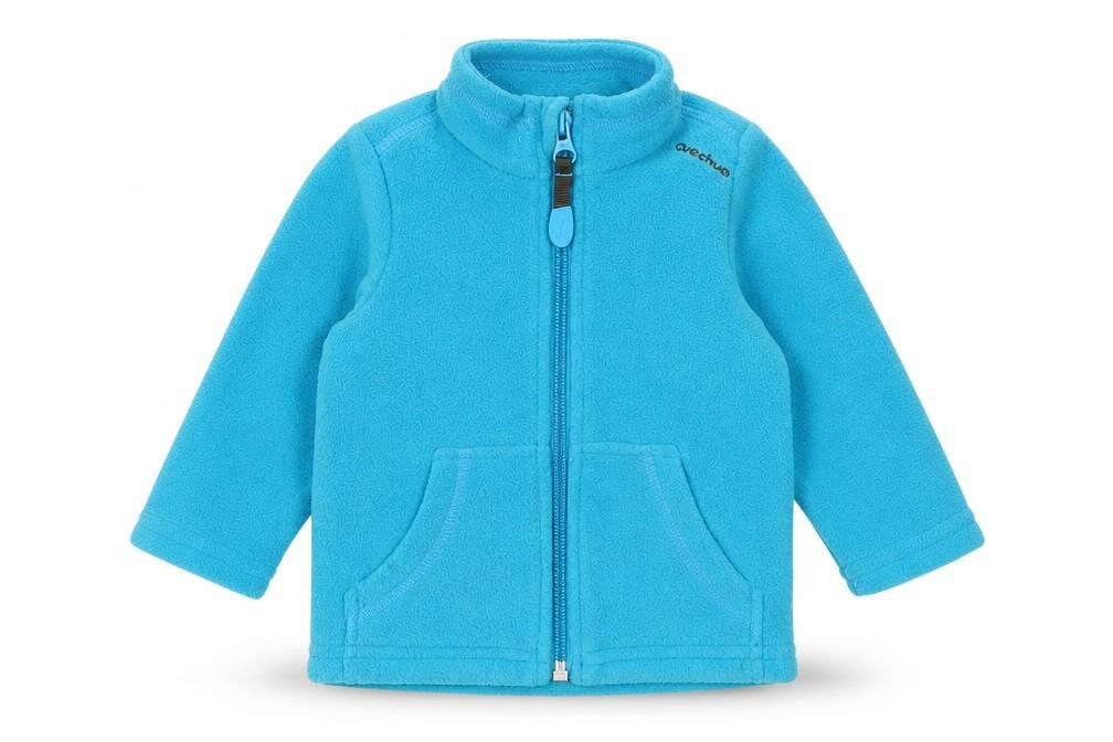 Front view of Quechua Baby Blue Full Zip Jumper, size 6-9, Months