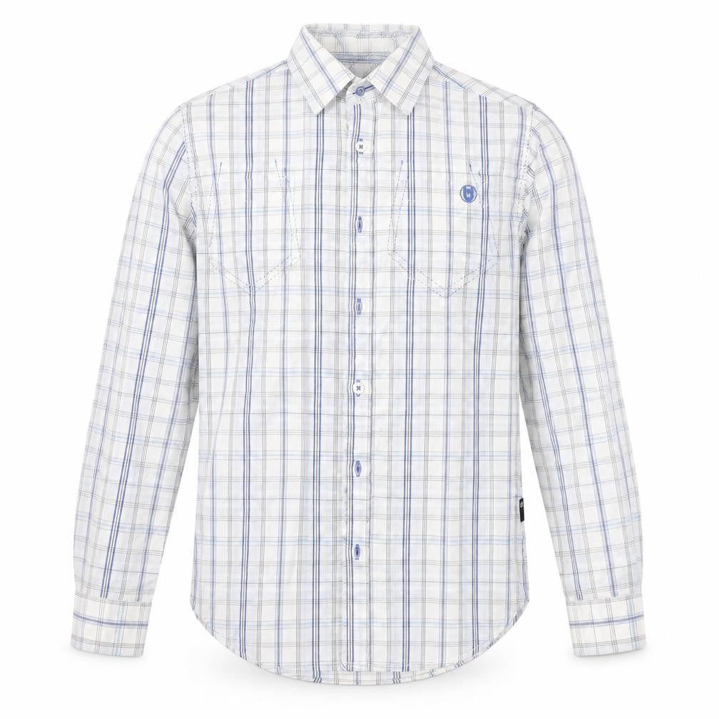 Unsung Hero Mens White Check   Button-Up Size S