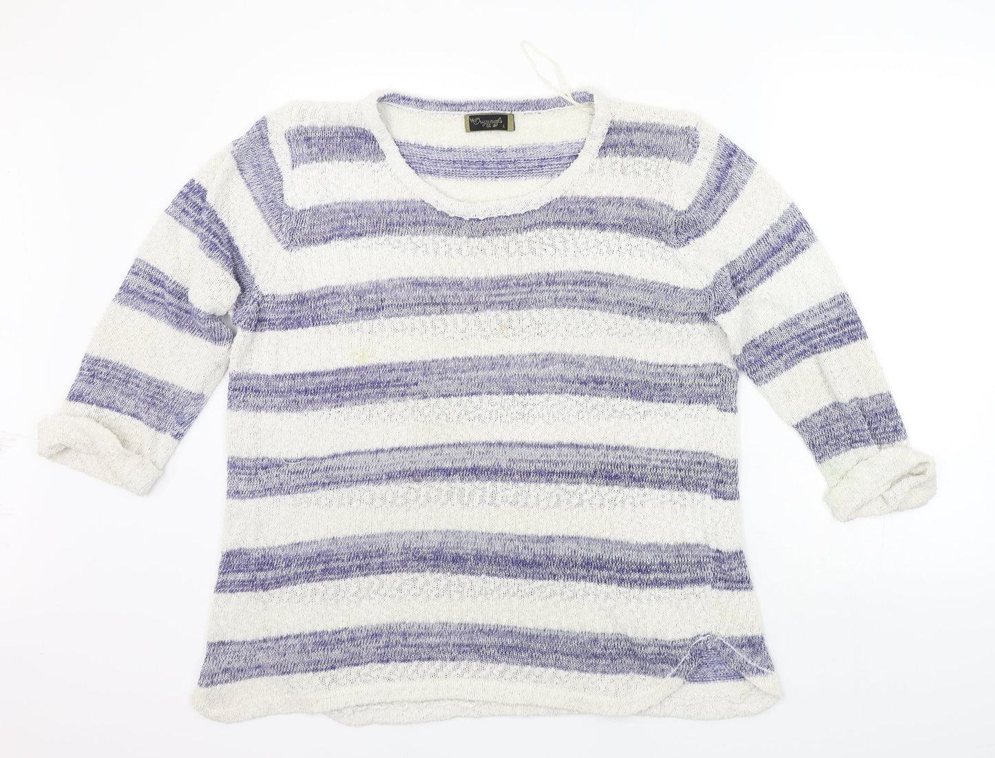 Originals Womens Blue Striped  Pullover Jumper Size L  - washable mark