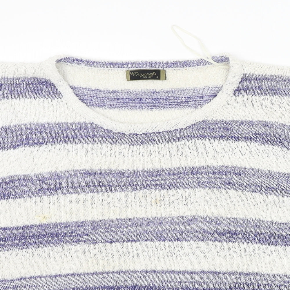 Originals Womens Blue Striped  Pullover Jumper Size L  - washable mark
