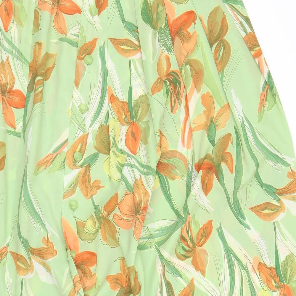 Preworn Womens Green Floral  A-Line Skirt Size L