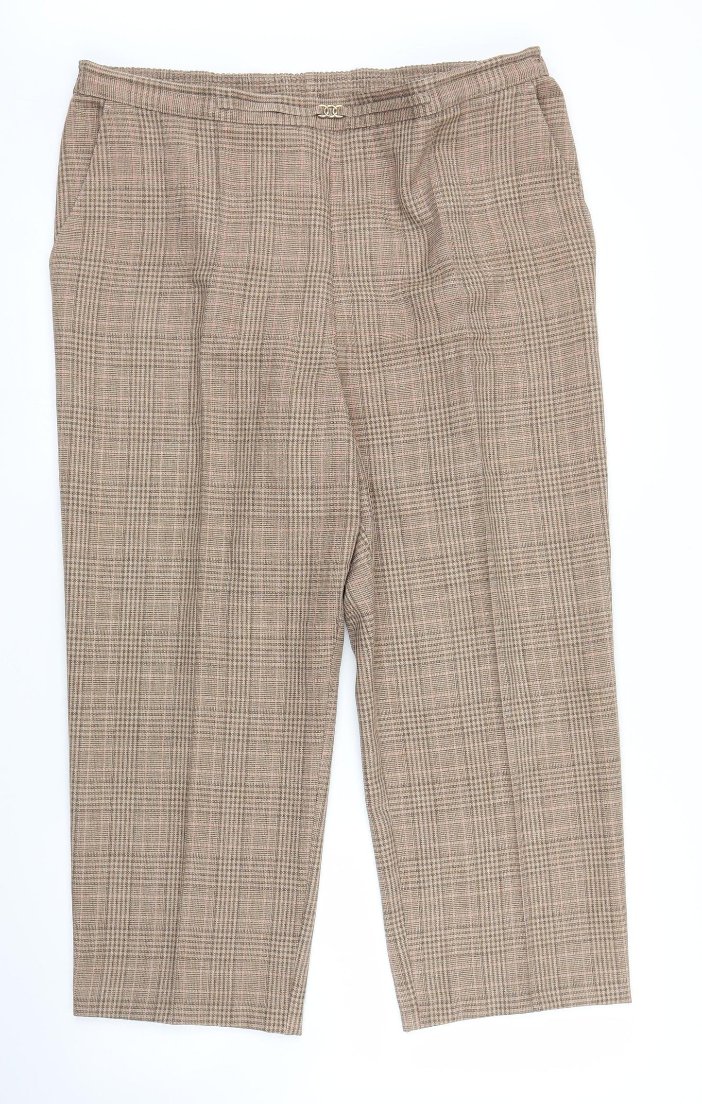 Preworn Womens Beige Plaid  Capri Trousers Size XL L22 in