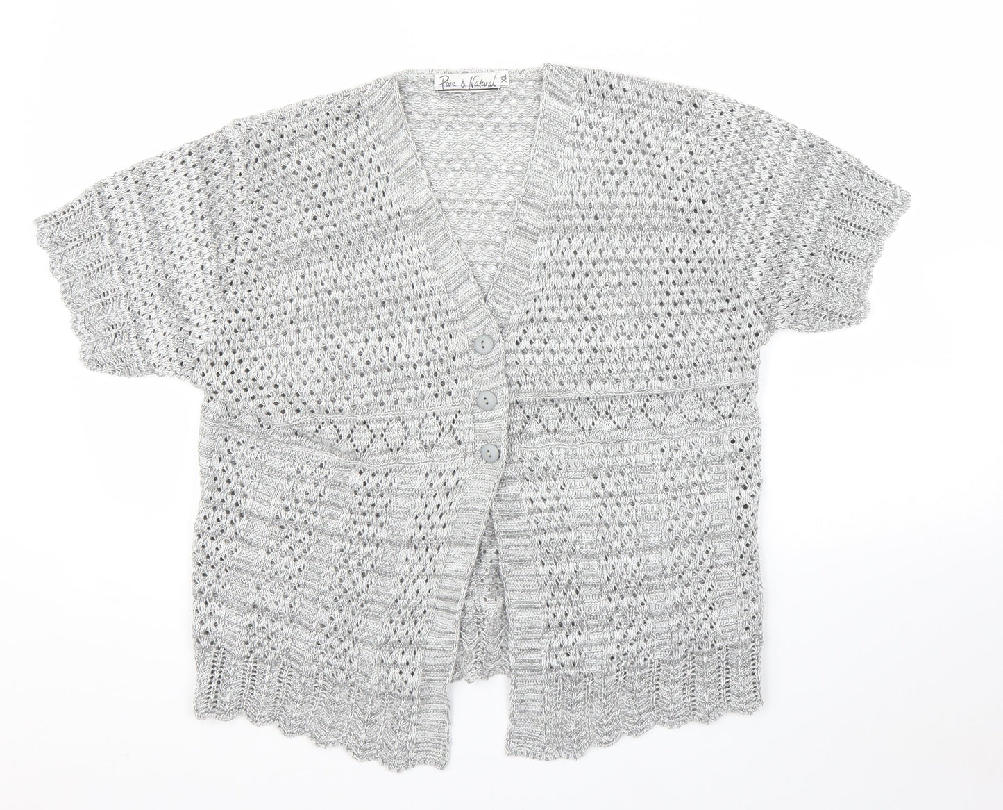 Pure and Natural Womens Grey   Cardigan Jumper Size XL