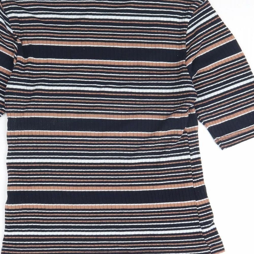Topshop Womens Blue Striped  Basic Blouse Size 10