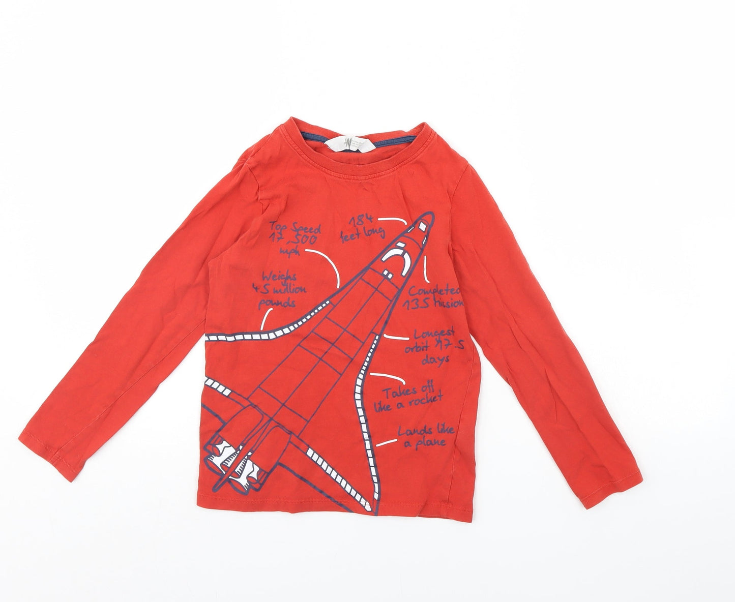 H&M Girls Red   Basic T-Shirt Size 6 Years  - Rocket