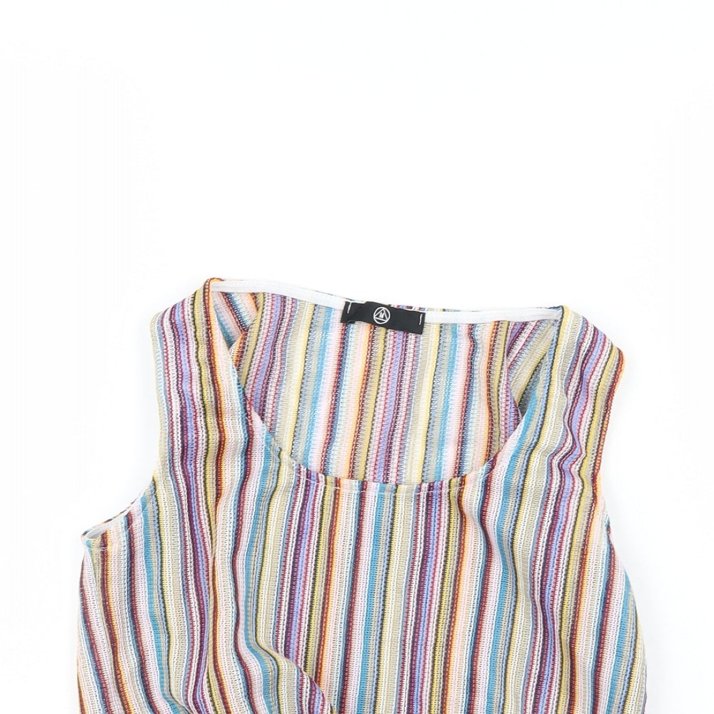 Missguided Womens Multicoloured Striped  Cropped Tank Size 8