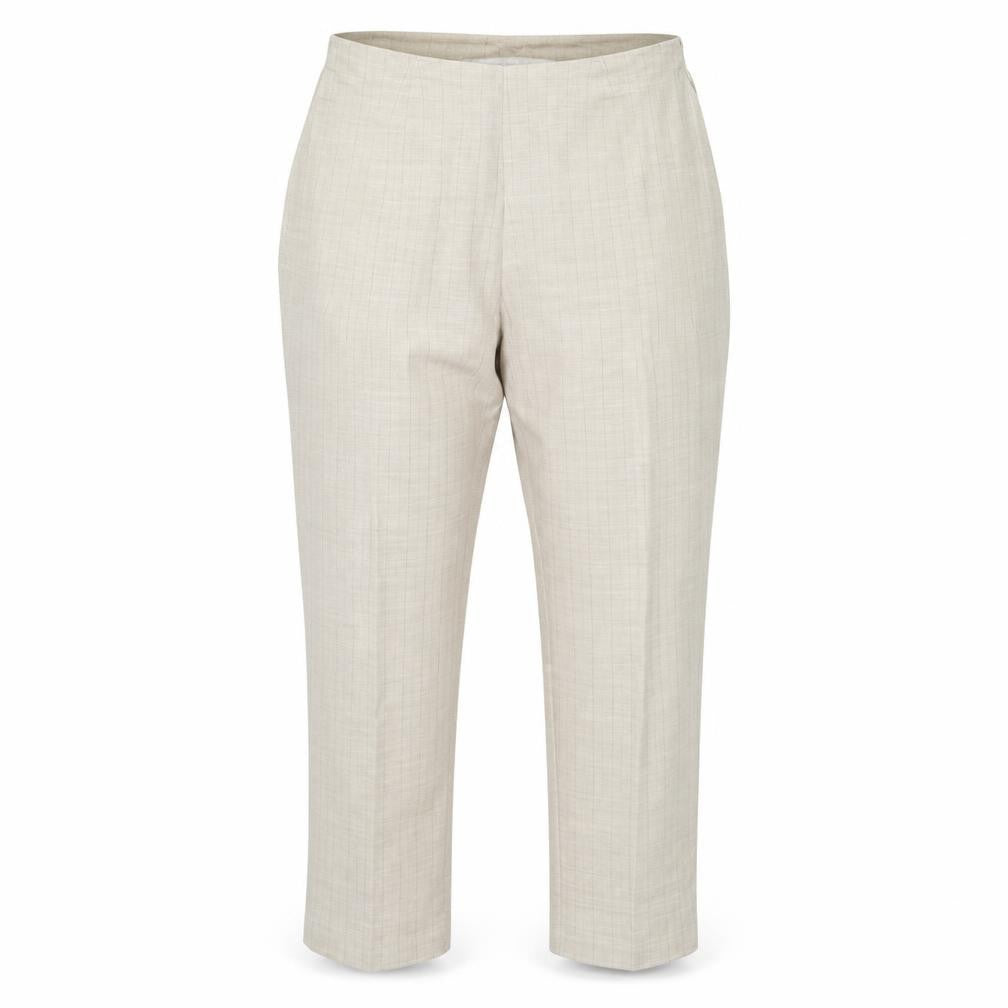 Front view of AMARANTO women’s beige trousers, size UK 14, 29-inch leg