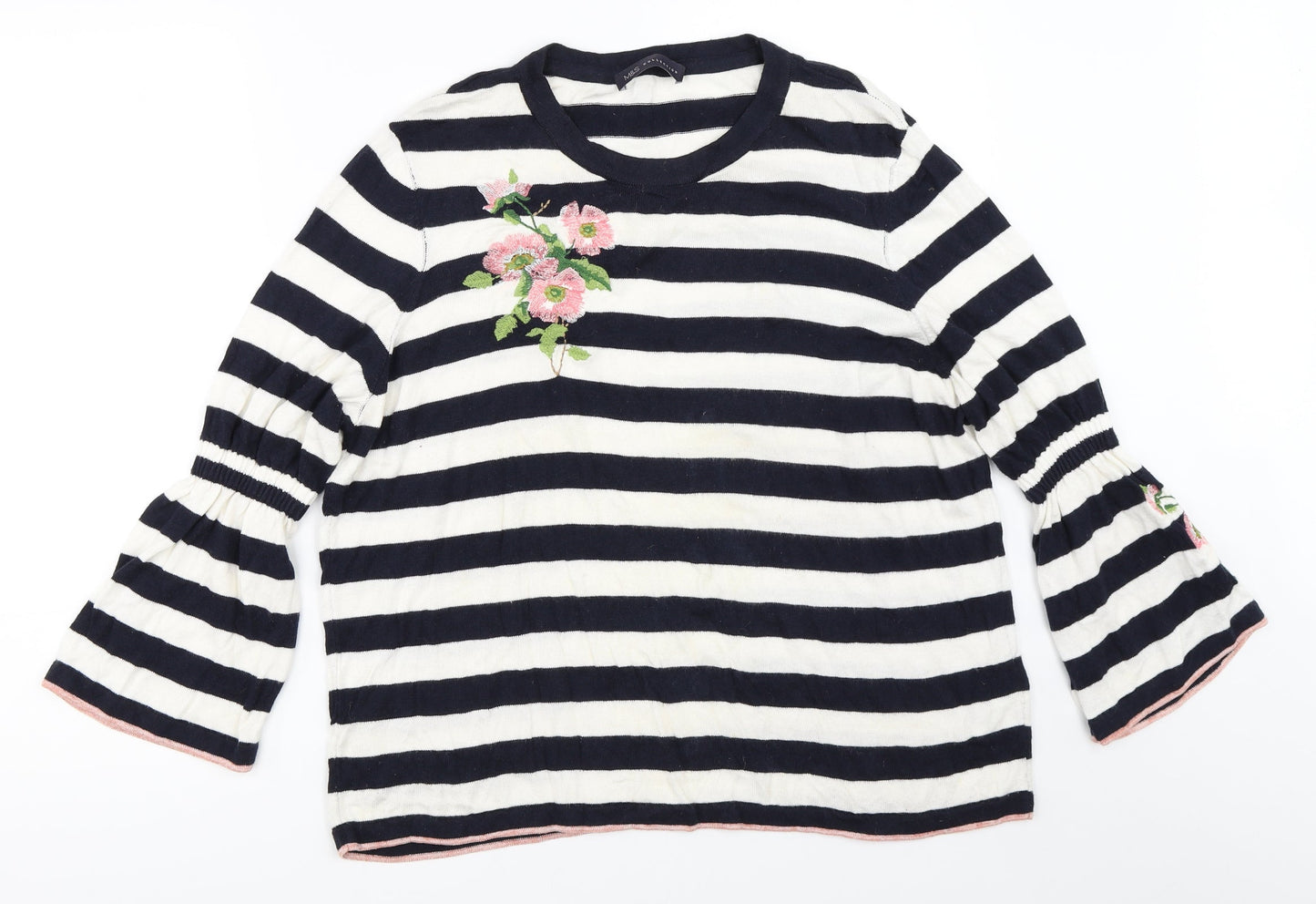 Marks and Spencer Womens Blue Striped  Pullover Jumper Size 16
