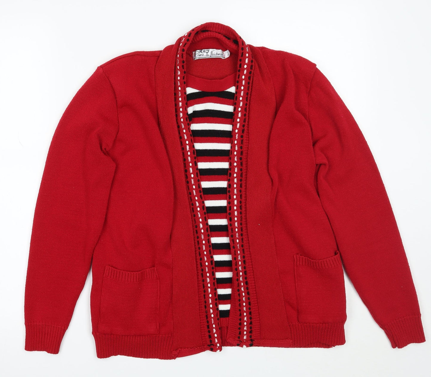 pure and natural Womens Red Striped  Pullover Jumper Size 2