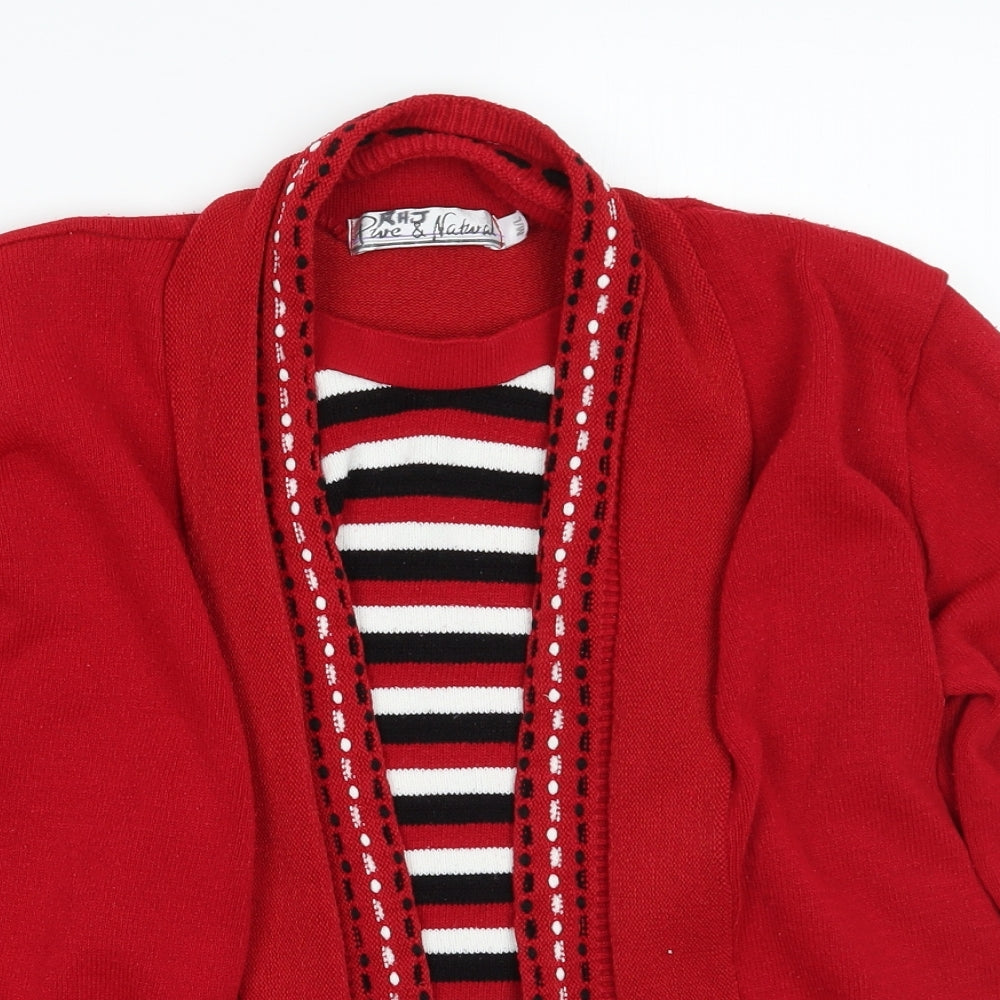 pure and natural Womens Red Striped  Pullover Jumper Size 2
