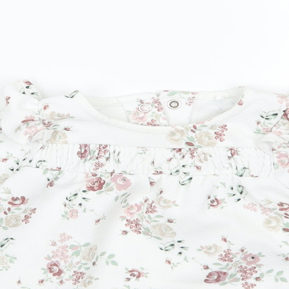 TU Girls White Floral  Basic Blouse Size 0-3 Months