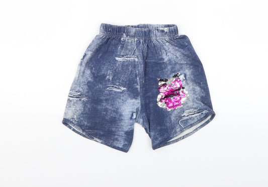 bebe Girls Blue  Denim Sweat Shorts Size 9 Years