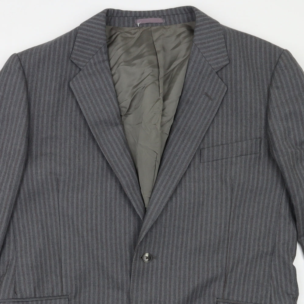 Charles Blades Mens Grey Striped  Jacket Blazer Size 42