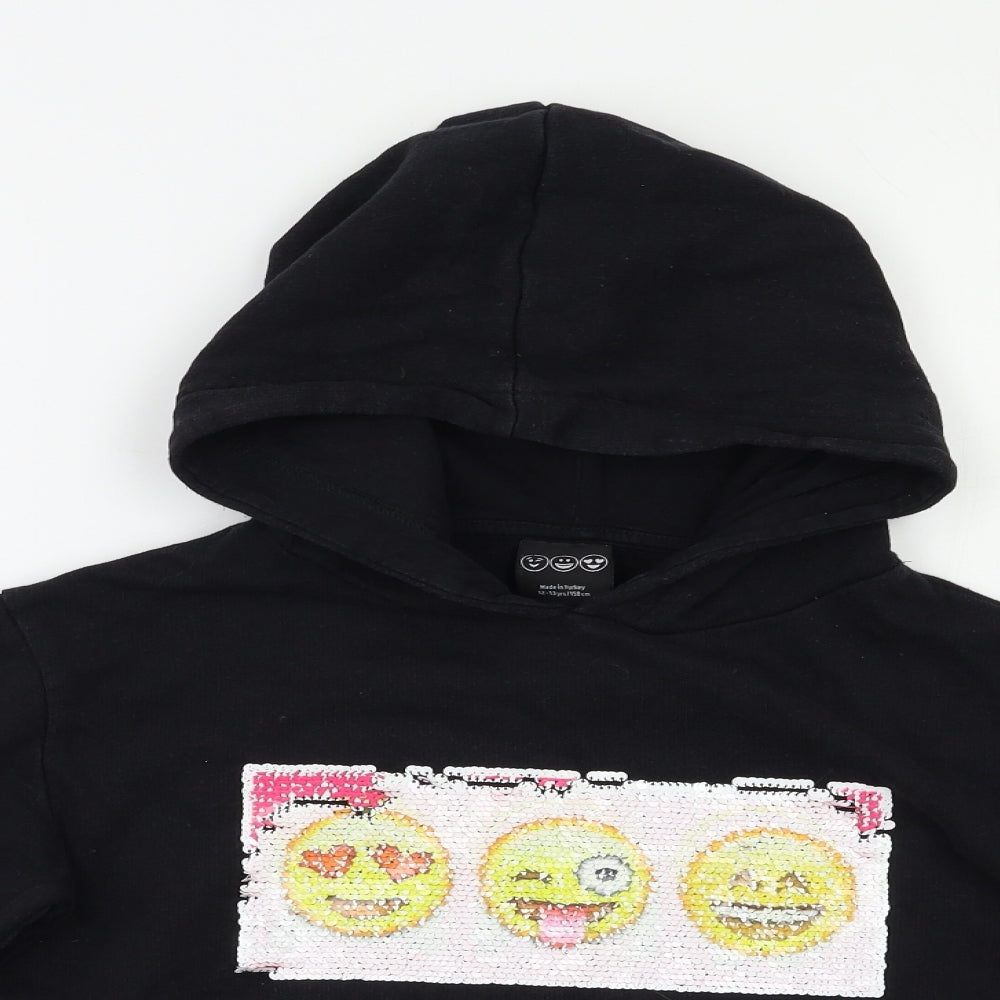 YD Girls Black   Pullover Hoodie Size 12 Years  - Sequin detail