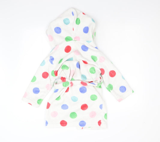 John Lewis Girls White Polka Dot Fleece  Gown Size 6 Years