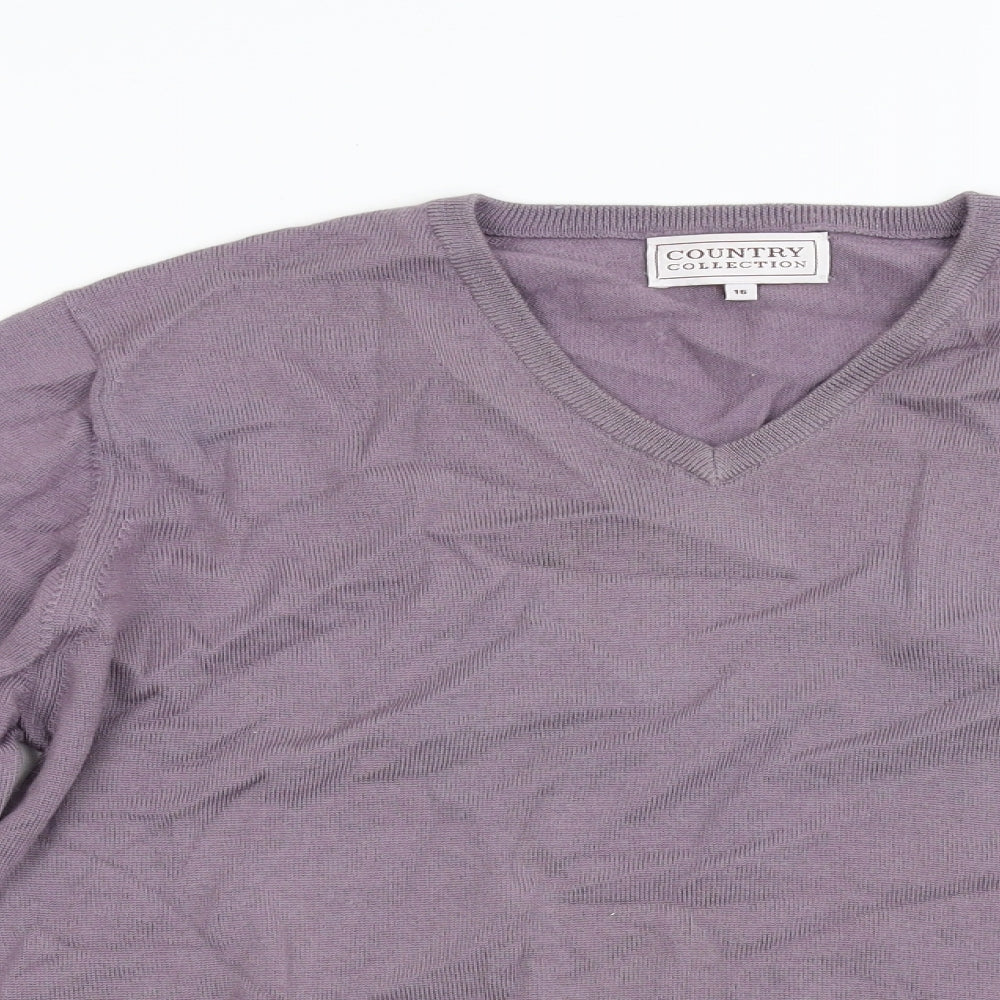 Country Collection Womens Purple  Knit Pullover Jumper Size 16
