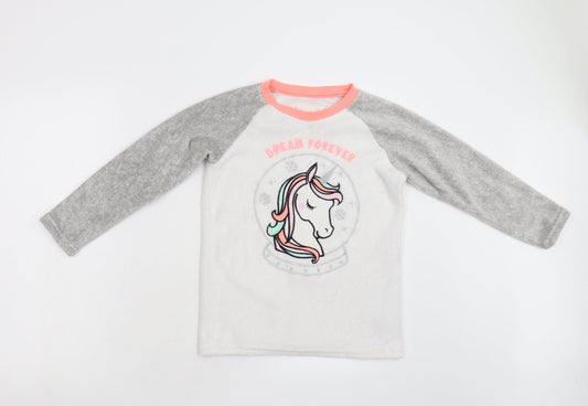 Primark Girls Multicoloured Solid Fleece Top Pyjama Top Size 10-11 Years  - Unicorn