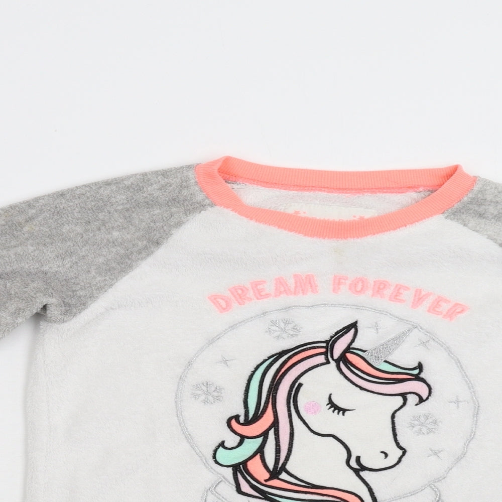 Primark Girls Multicoloured Solid Fleece Top Pyjama Top Size 10-11 Years  - Unicorn