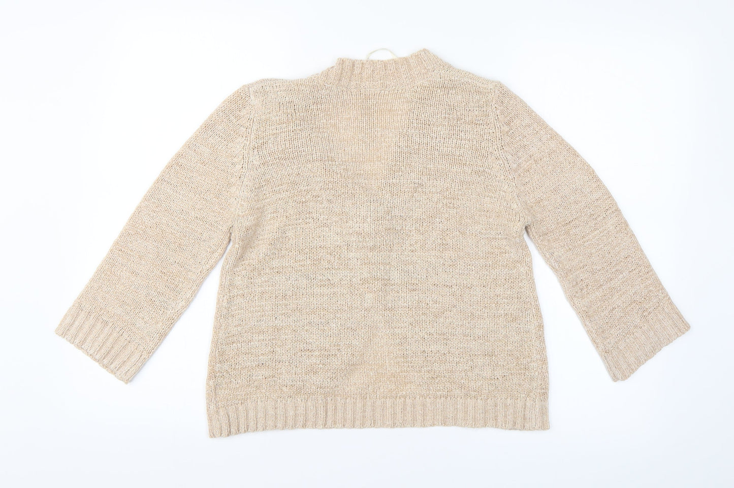 E-vie Womens Beige Argyle/Diamond  Cardigan Jumper Size 14