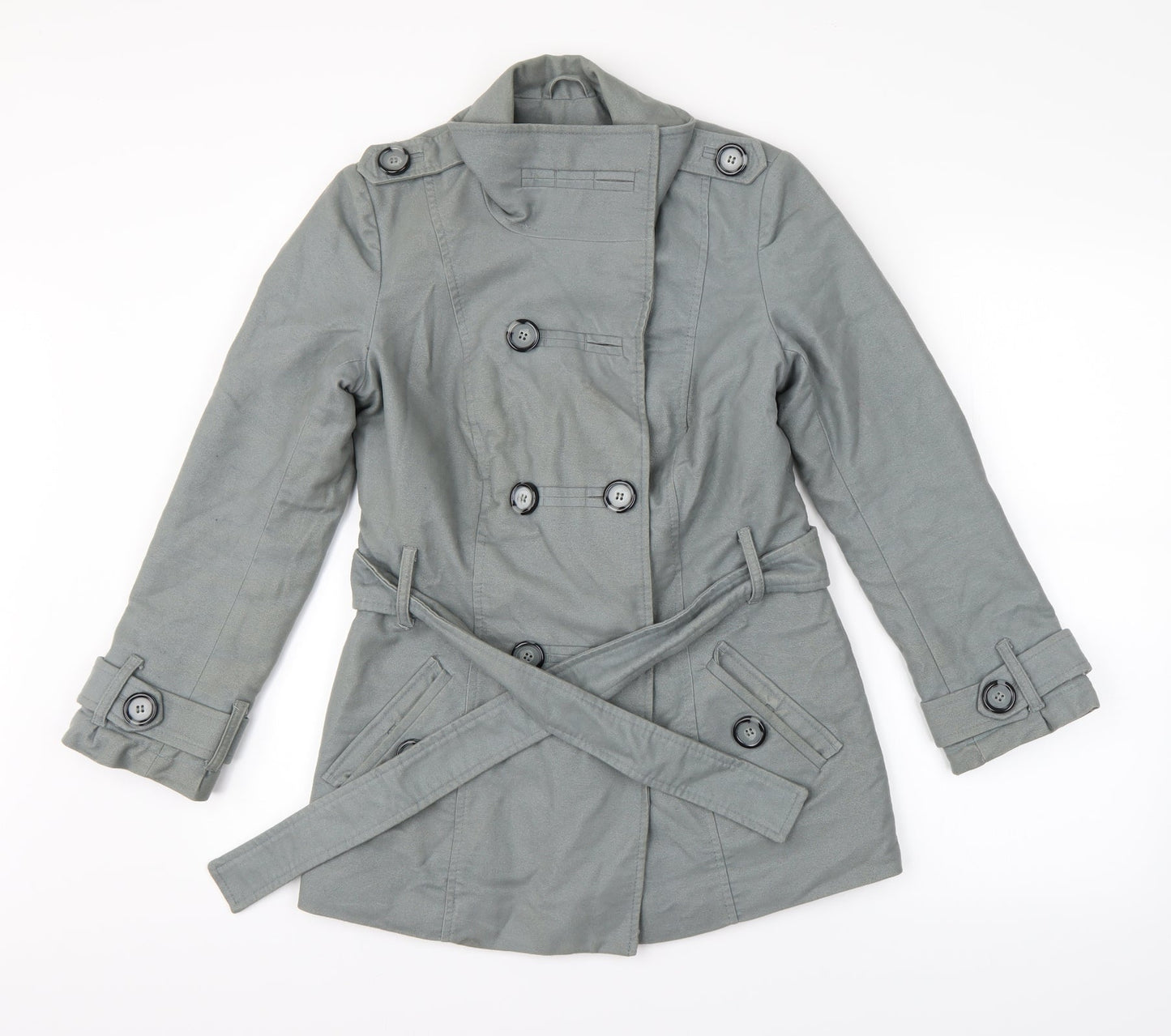 Preworn Womens Grey   Overcoat Coat Size 8