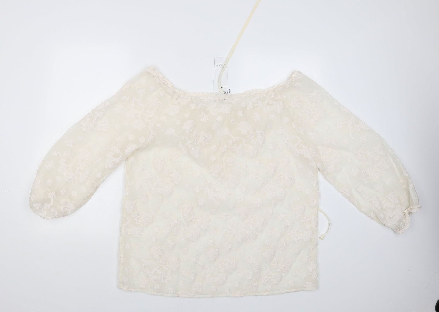 SHEILAY Womens White Floral  Basic Blouse Size XL