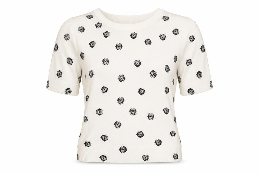 M&S Womens White Floral  Pullover Jumper Size 8