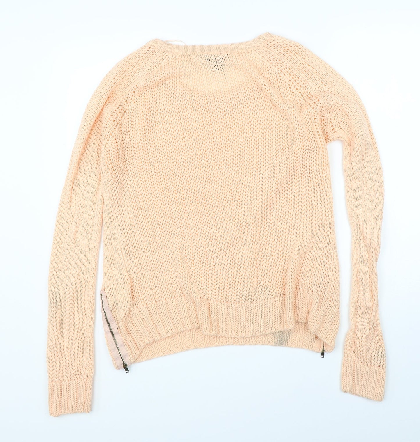 Miso Womens Orange  Knit Pullover Jumper Size 14