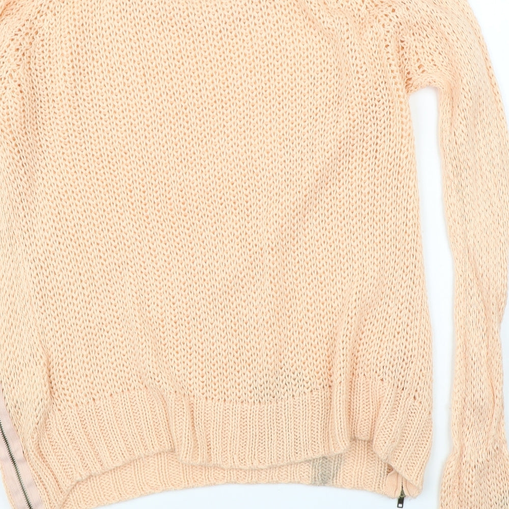 Miso Womens Orange  Knit Pullover Jumper Size 14