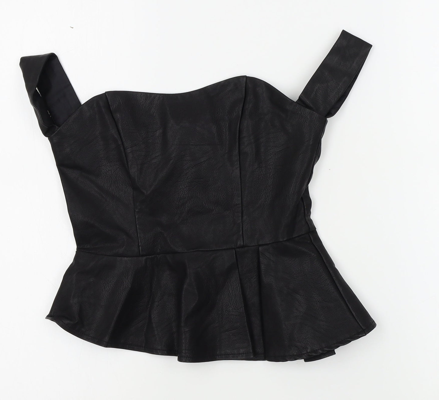 Missguided Womens Black   Basic Blouse Size 6  - faux leather
