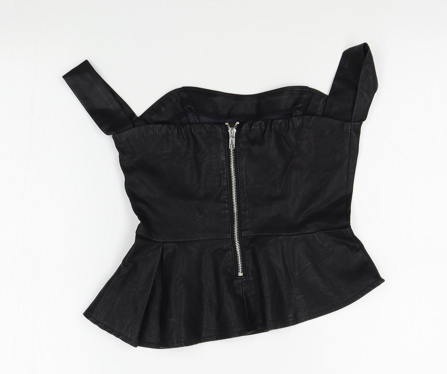 Missguided Womens Black   Basic Blouse Size 6  - faux leather