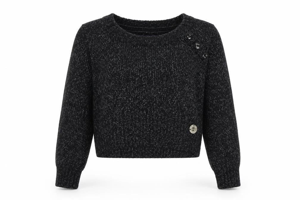 Front view of Mexx women’s black cardigan jumper, size L