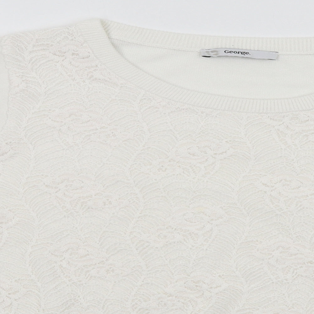 George Womens White   Pullover Jumper Size S