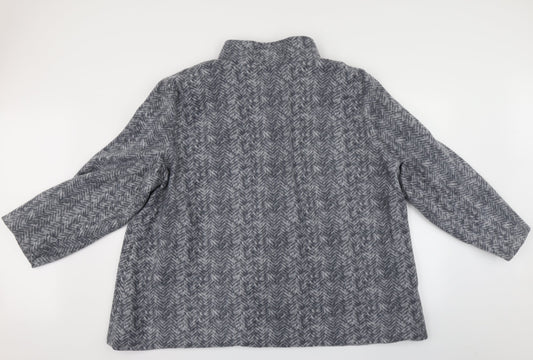 ann de lancay Womens Grey Striped  Jacket Coat Size 2XL