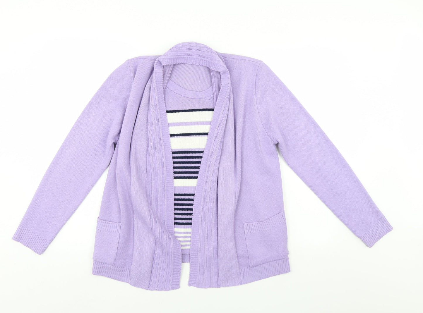 ViVi Womens Purple Striped  Henley Jumper Size 4