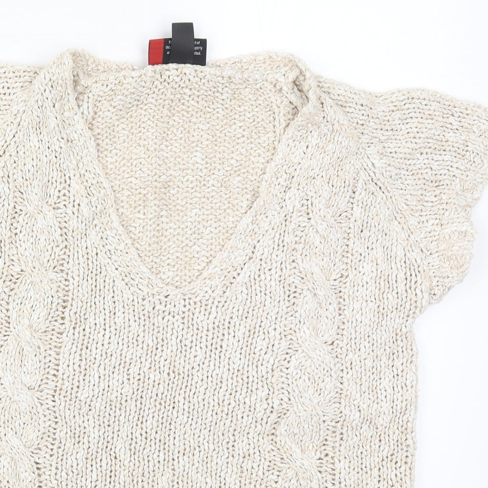 Sweater Shp Womens Beige  Knit Pullover Jumper Size S